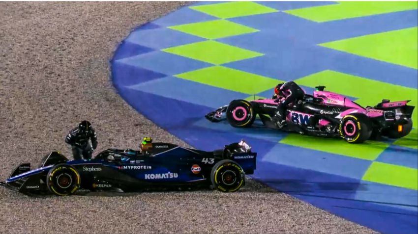 Colapinto tuvo que abandonar en Qatar por el accidente con Esteban Ocon.