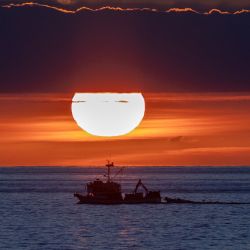 Imagen de un bote al atardecer en el mar Adriático, en Pula, Croacia. | Foto:Xinhua/Srecko Niketic/PIXSELL)