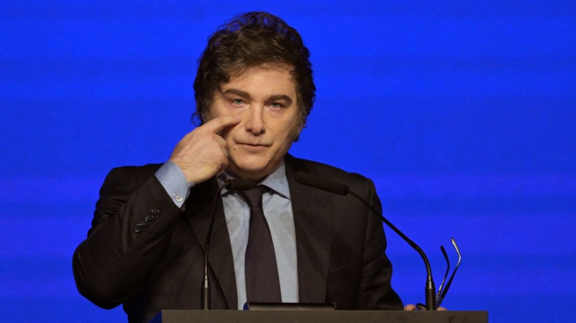 Argentina's President Javier Milei speaks during the Conservative Political Action Conference (CPAC) in Buenos Aires on December 4, 2024. 