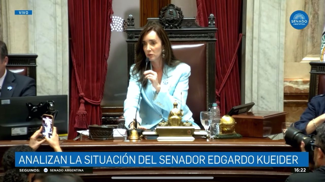 Victoria Villarruel en la sesión que expulsó a Kueider. | Foto:Cedoc.