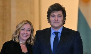 Javier Milei con Giorgia Meloni