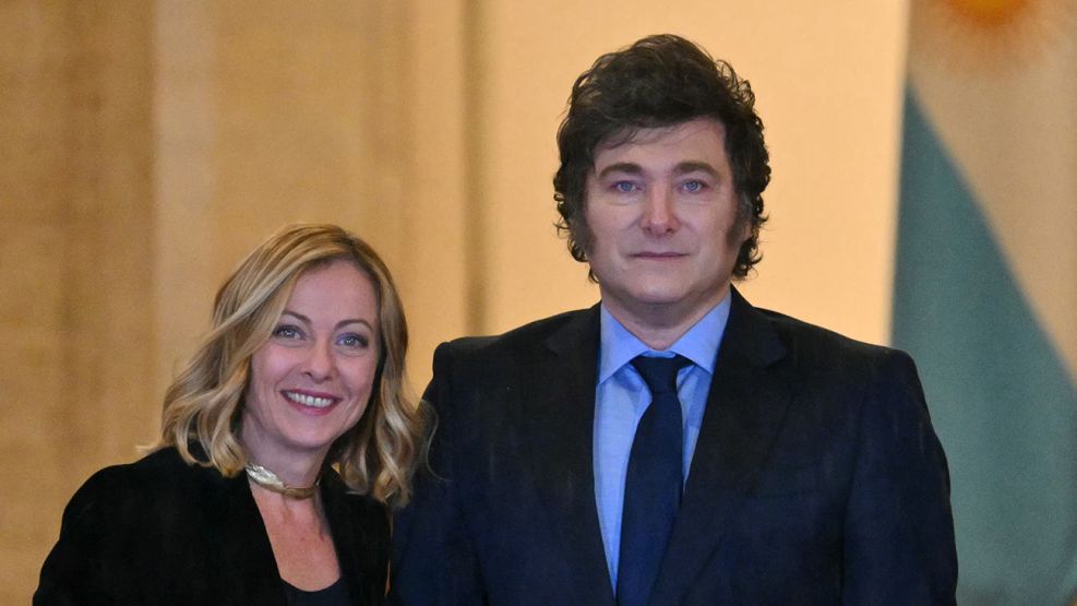 Javier Milei con Giorgia Meloni