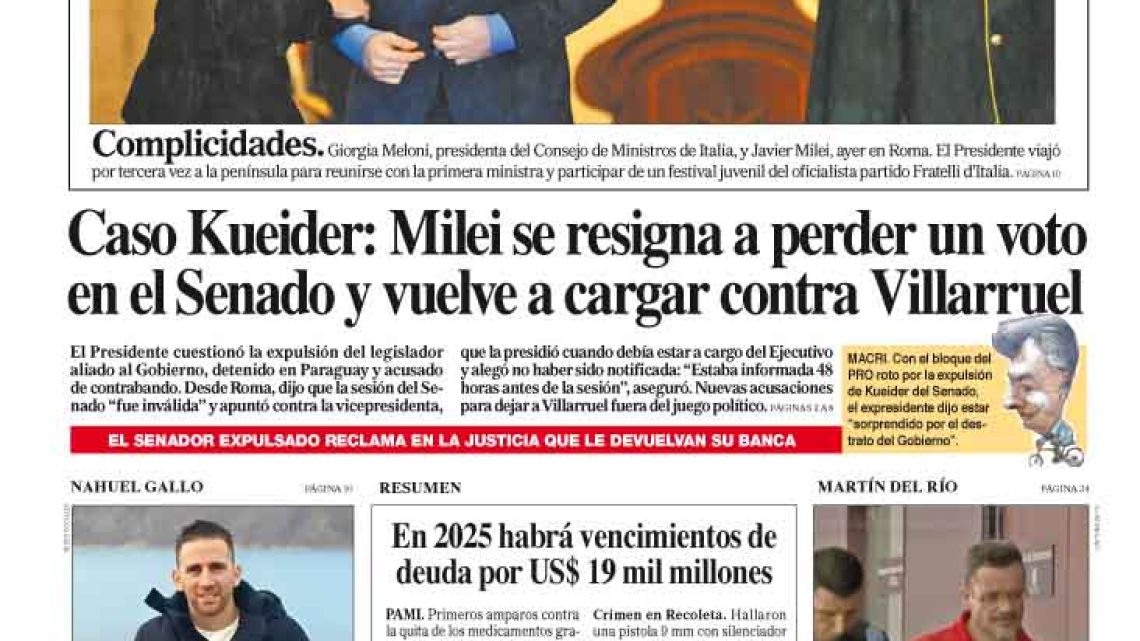 La tapa del Diario PERFIL del sábado 14 de diciembre de 2024