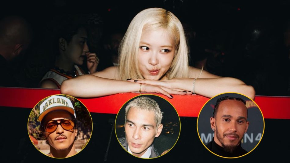 Rosé, Bruno Mars, Evan Mock y Lewis Hamilton