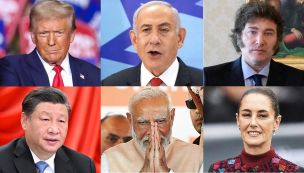 Donald Trump, Benjamin Netanyahu, Javier Milei, Xi Jinping, Narendra Modi, Claudia Sheinbaum. 