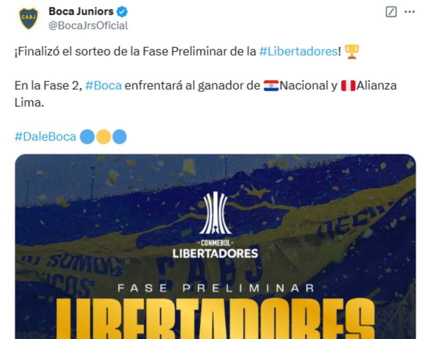 Así anunció Boca su rival en el repechaje de la Libertadores.