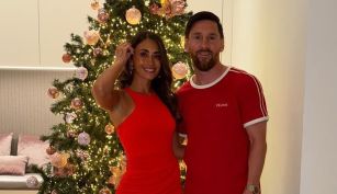 Lionel Messi y Antonela Roccuzzo en navidad