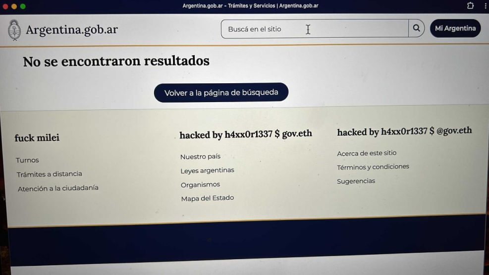 Hackeo a la web oficial del Gobierno