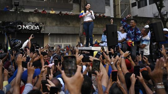 María Corina Machado en la marcha opositora a Nicolás Maduro