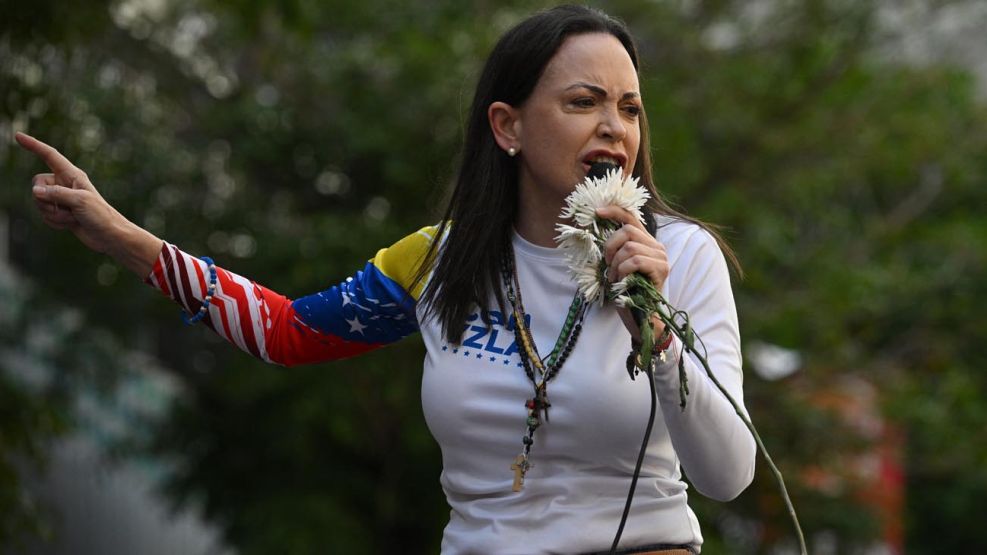 María Corina Machado en la marcha opositora a Nicolás Maduro