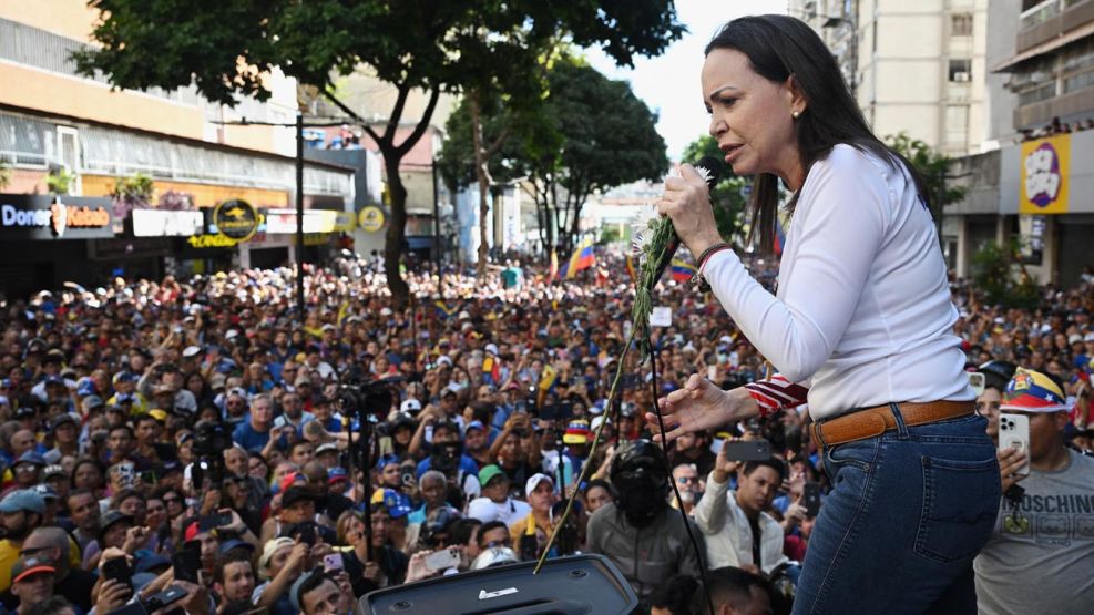 María Corina Machado en la marcha opositora a Nicolás Maduro