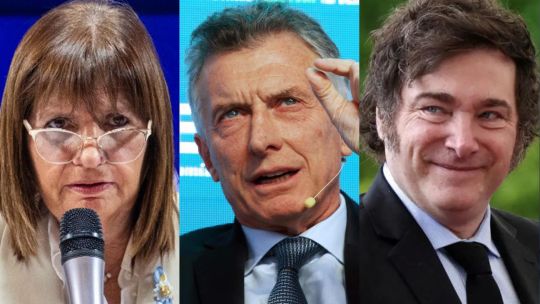 Patricia Bullrich, Mauricio Macri y Javier Milei