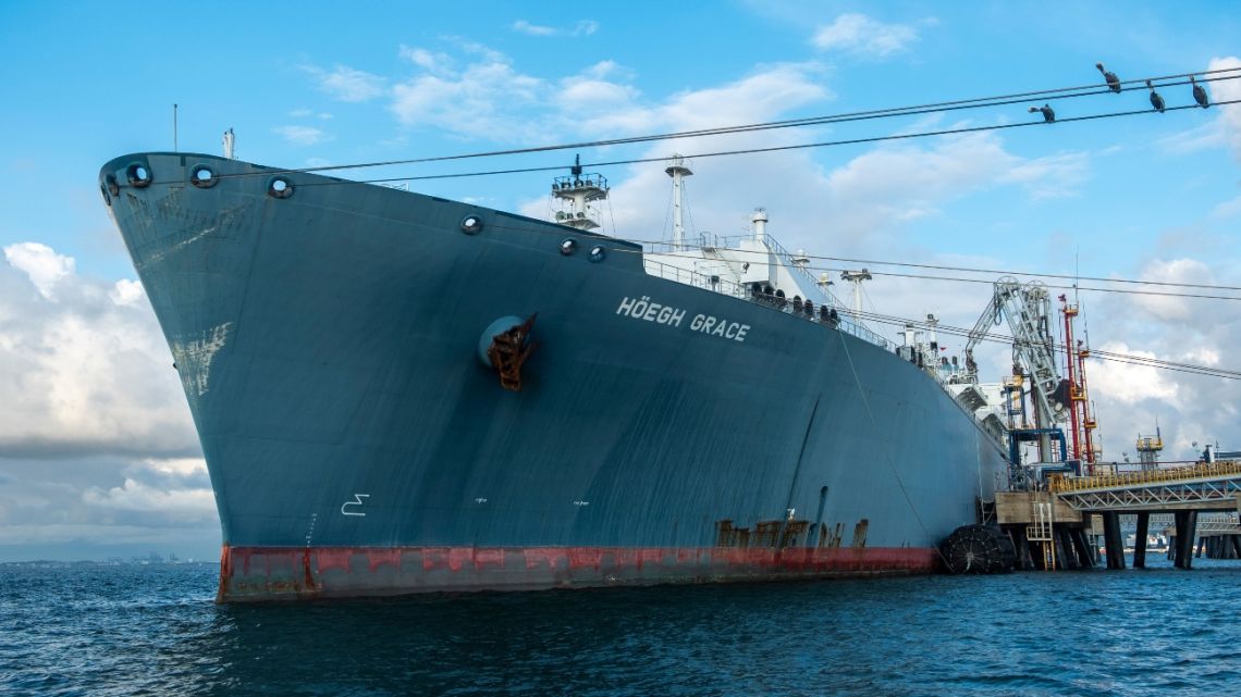 A tanker docks at the liquified natural gas terminal near Cartagena.