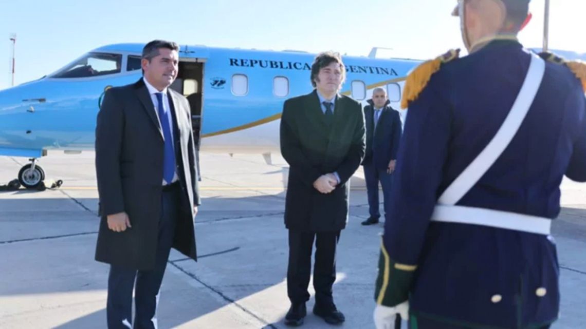 President Javier Milei visits San Juan Province Governor Marcelo Orrego.