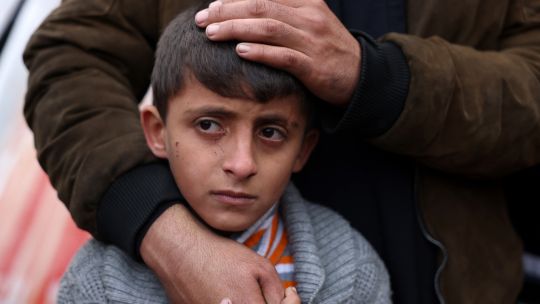 Palestinian Boy Gaza Airstrikes, NOT STOCK