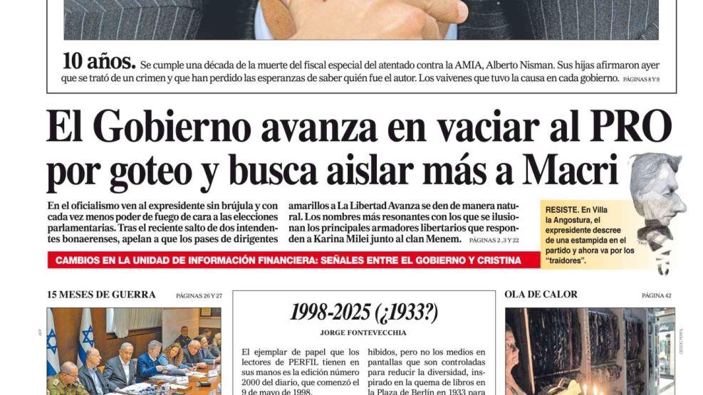 La tapa del Diario PERFIL del sábado 18 de enero de 2025