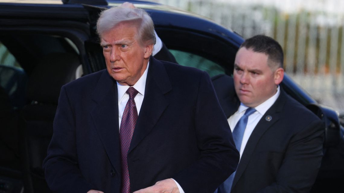 US President-elect Donald Trump arrives for services at St. John's Church as part of Inauguration ceremonies on January 20, 2025 in Washington, DC.