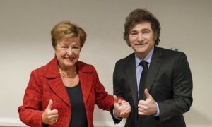 El presidente Javier Milei y la titular del Fondo Monetario Internacional (FMI), Kristalina Georgieva.