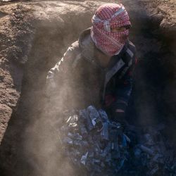 Un hombre extrae carbón de leña de un fogón en un huerto de palmeras datileras en la aldea de al-Siyahiyyah, cerca de la ciudad de al-Hilla, en el centro de Irak. Foto de Karrar Jabbar / AFP | Foto:AFP