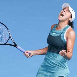 La estadounidense Madison Keys celebra durante su partido de cuartos de final en el torneo de tenis Abierto de Australia en Melbourne. Foto de Martin KEEP / AFP | Foto:AFP