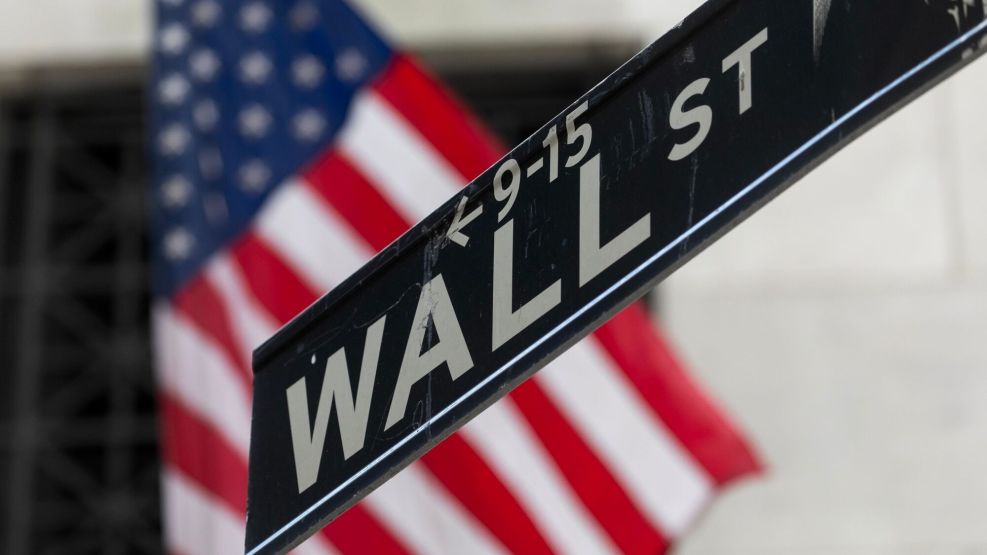 A Wall Street street sign.