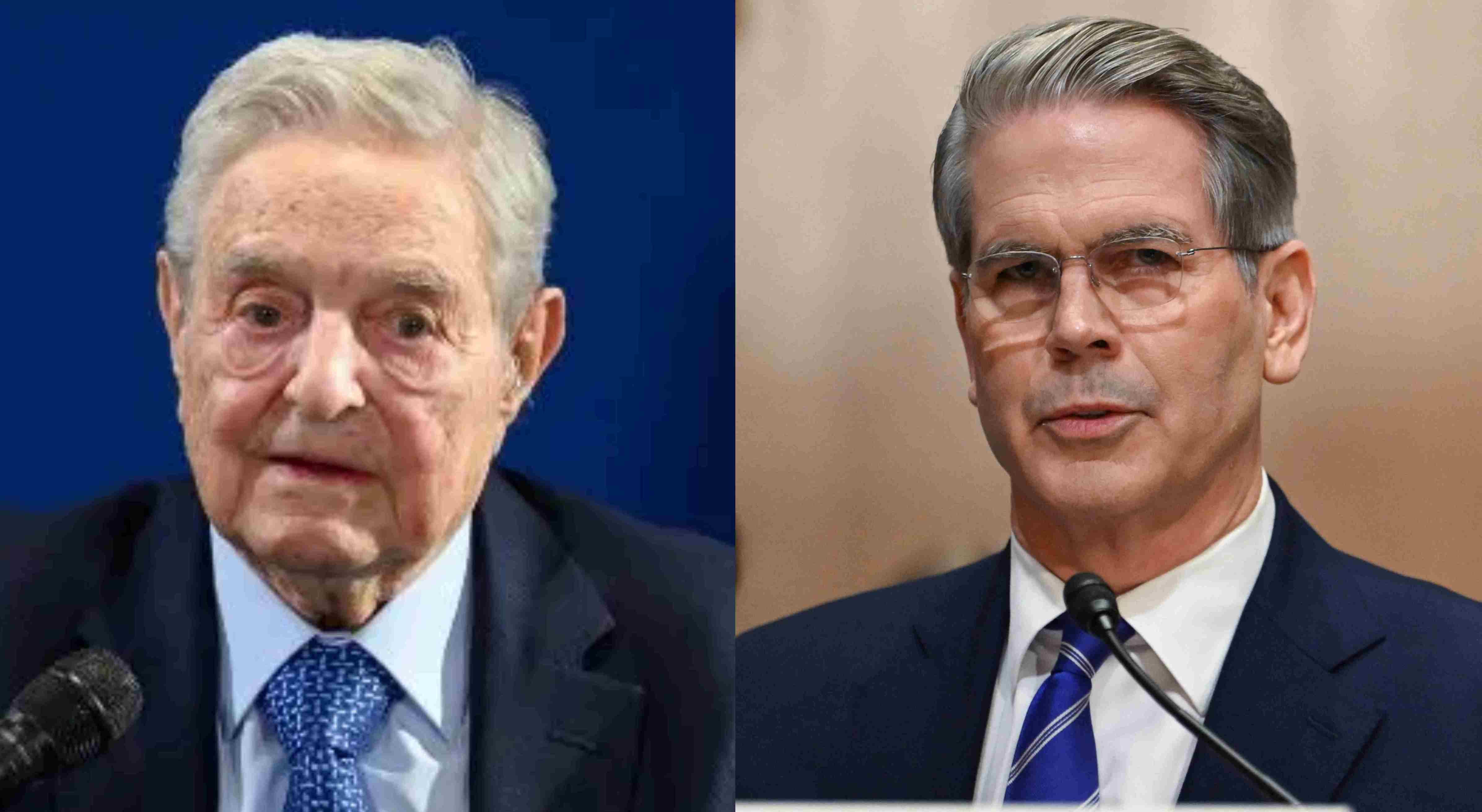 George Soros (izq.), el magnate para quien trabajó Scott Bessent (der.).