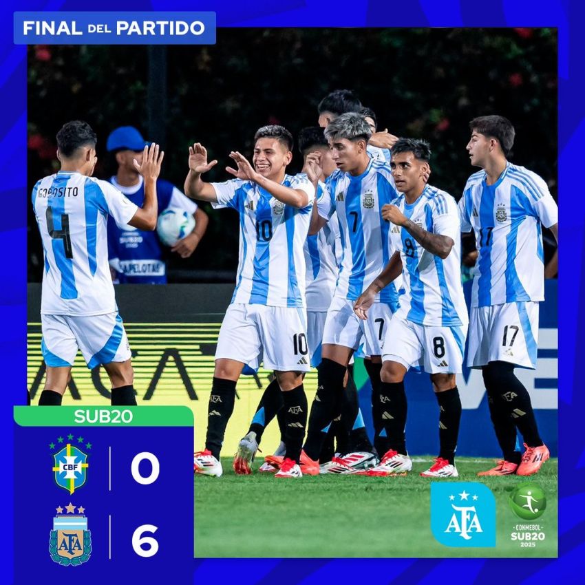 Argentina goleó 6-0 a Brasil