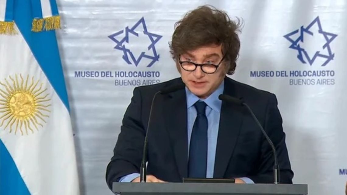 President Javier Milei spoke at the event for the International Day of the Holocaust on January 27, 2025.