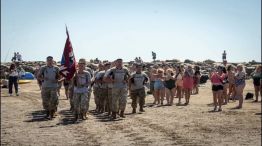 Demostración de fuerza y destreza por parte del Grupo de Artillería Antiaérea 601 del Ejército Argentino en Playa Grande, Mar del Plata