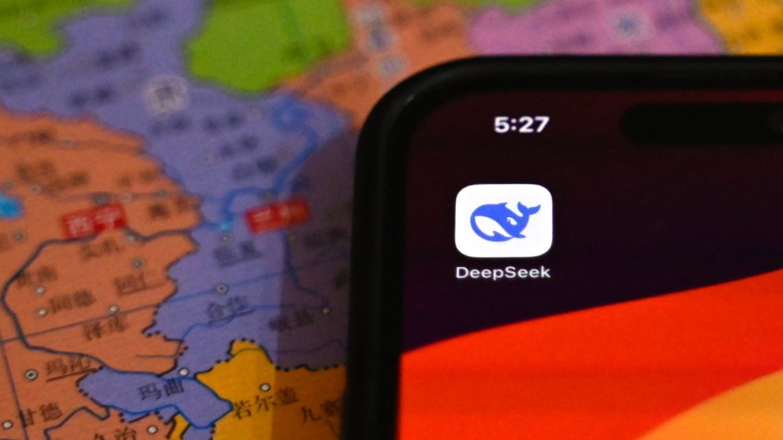 This photo illustration shows the DeepSeek app on a mobile phone in Beijing on January 28, 2025.