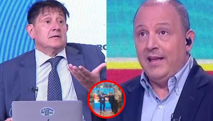 El escandaloso video de un conductor y un panelista que se agarraron a las piñas en un estudio de televisión