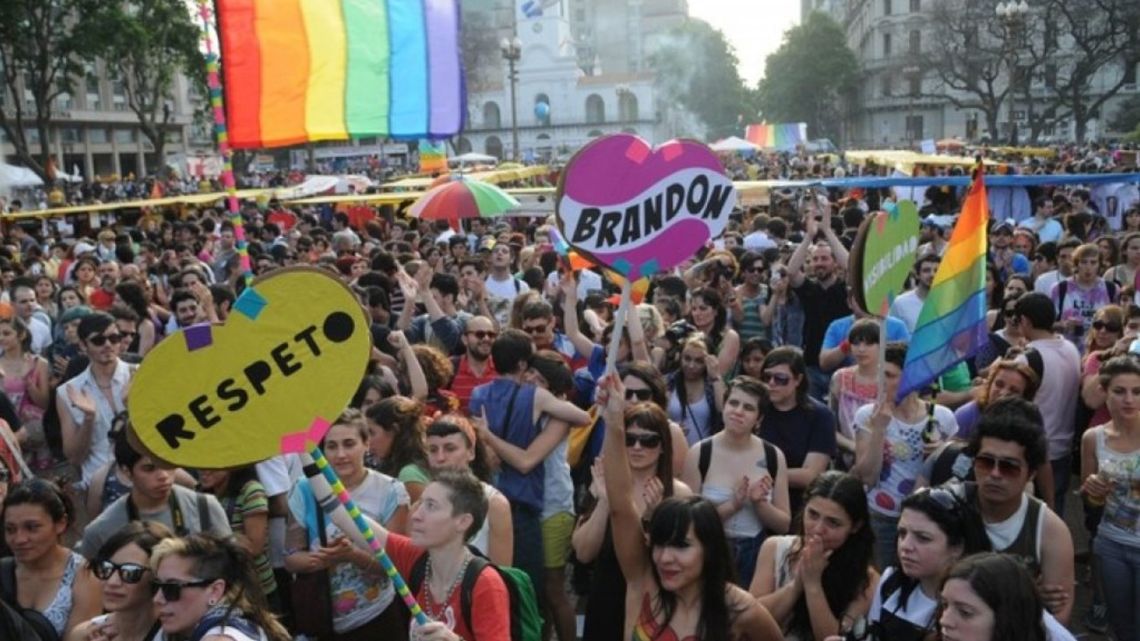 Pro-LGBT+ rights groups demonstrate in Buenos Aires.