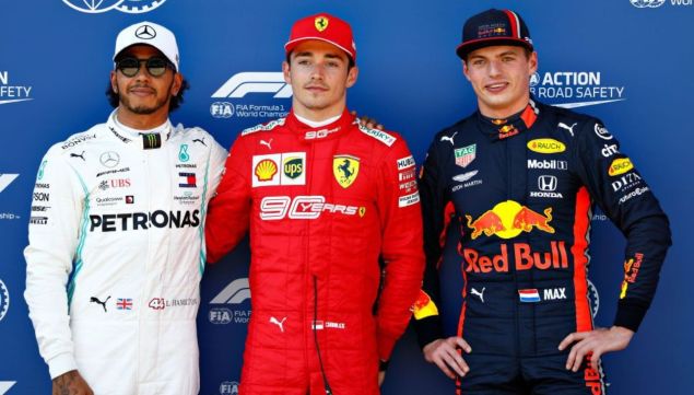 Hamilton, Leclerc y Vestappen