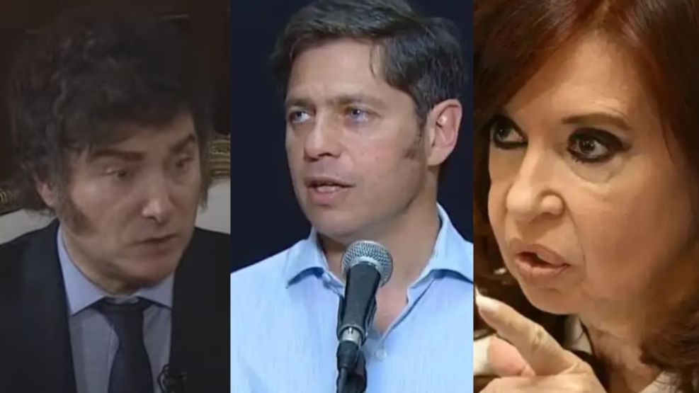 Milei, Kicillof y CFK