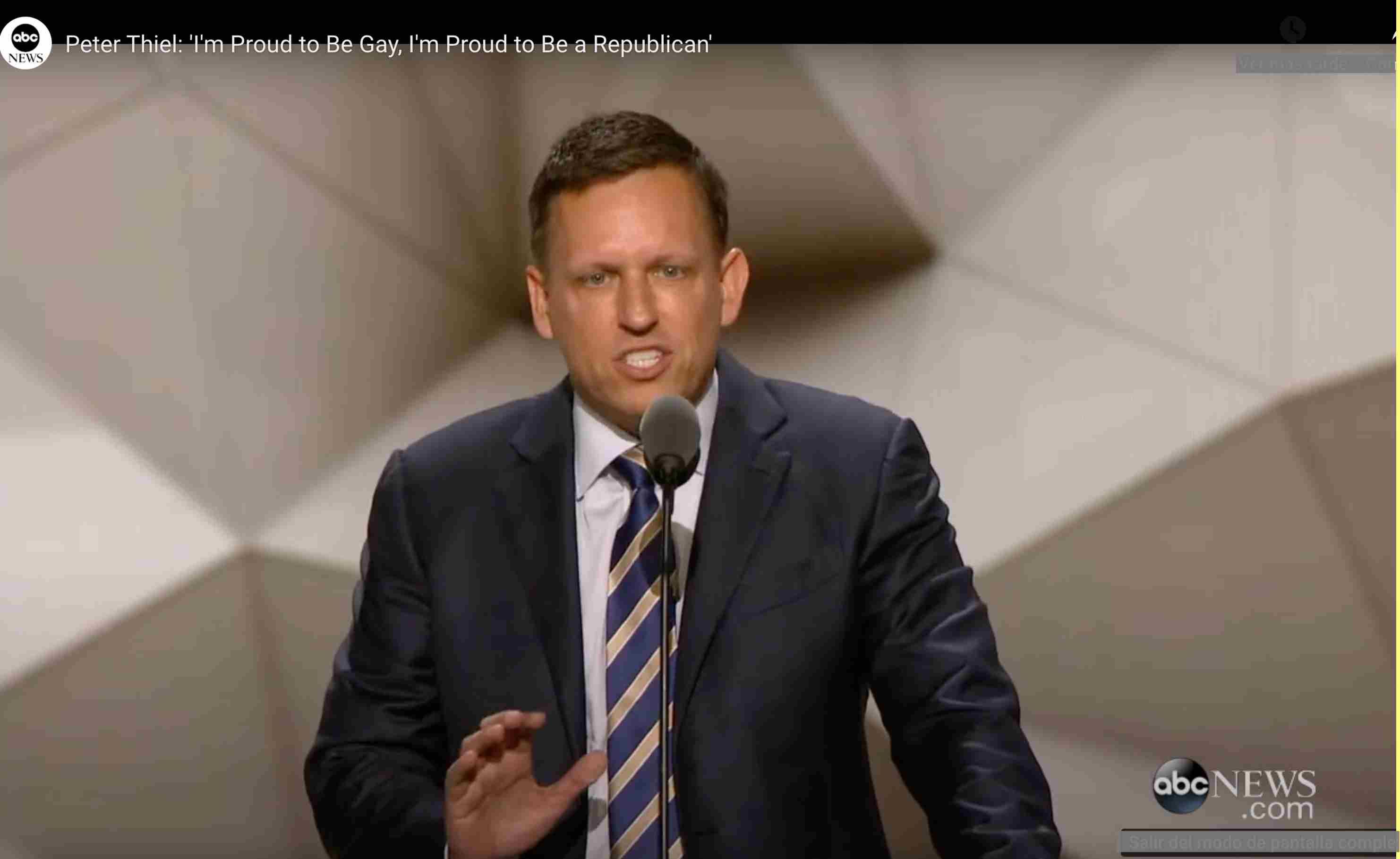 2016.Convención Nacional del P.Repúblicano. Peter Thiel dice. "Estoy orgulloso de ser gay".