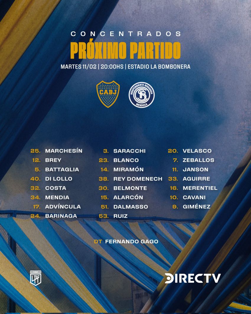 Sin Carlos Palacios, estos son los convocados en Boca.