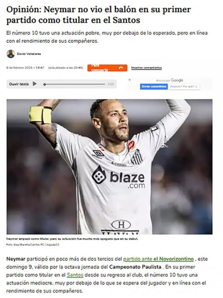 Críticas a Neymar