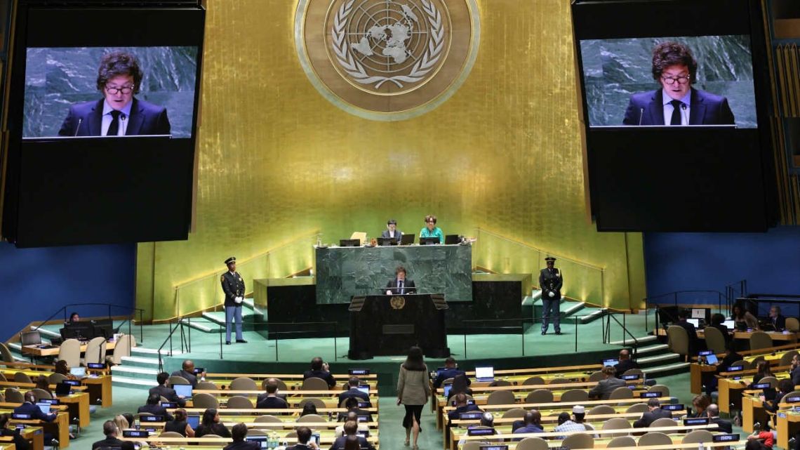 Argentina's President Javier Milei addresses the United Nations General Assembly.