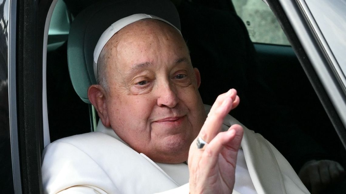 Pope Francis arrives to celebrate the Mass for the Jubilee of the Armed Forces at St Peter's square in the Vatican on February 9, 2025. 