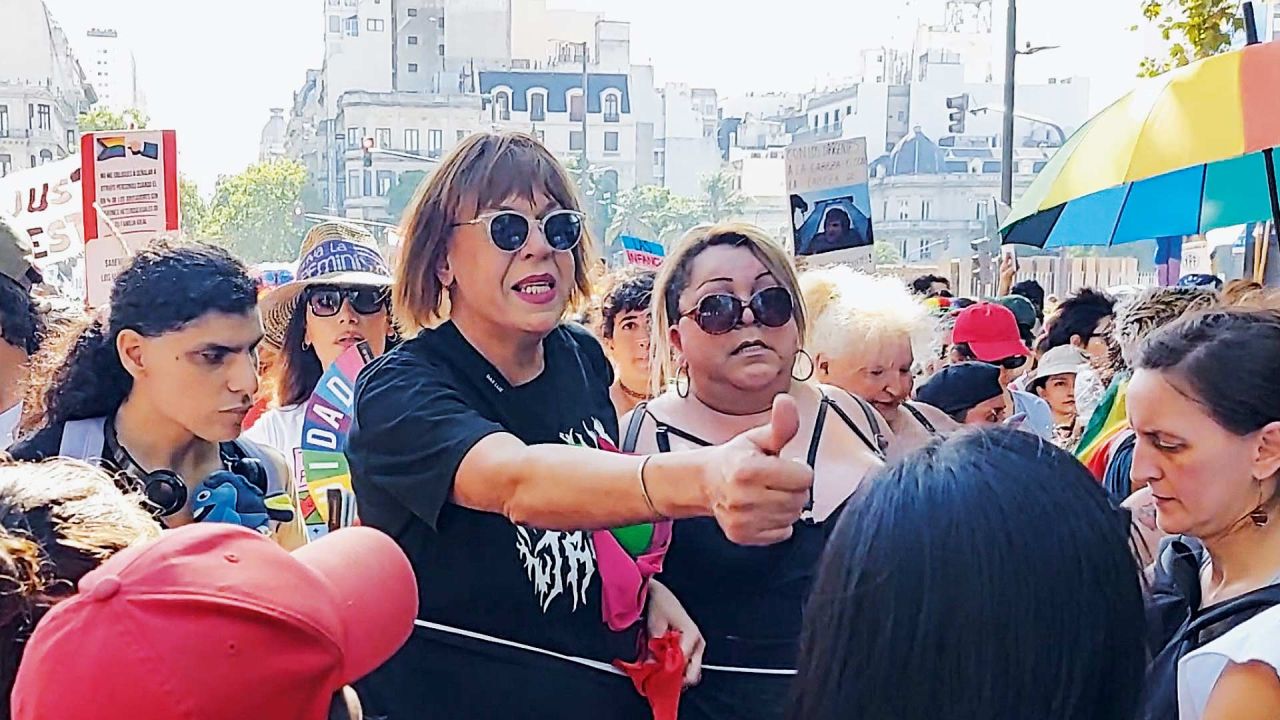 Marlene Wayar en la marcha. | Foto:Pili Cabrera