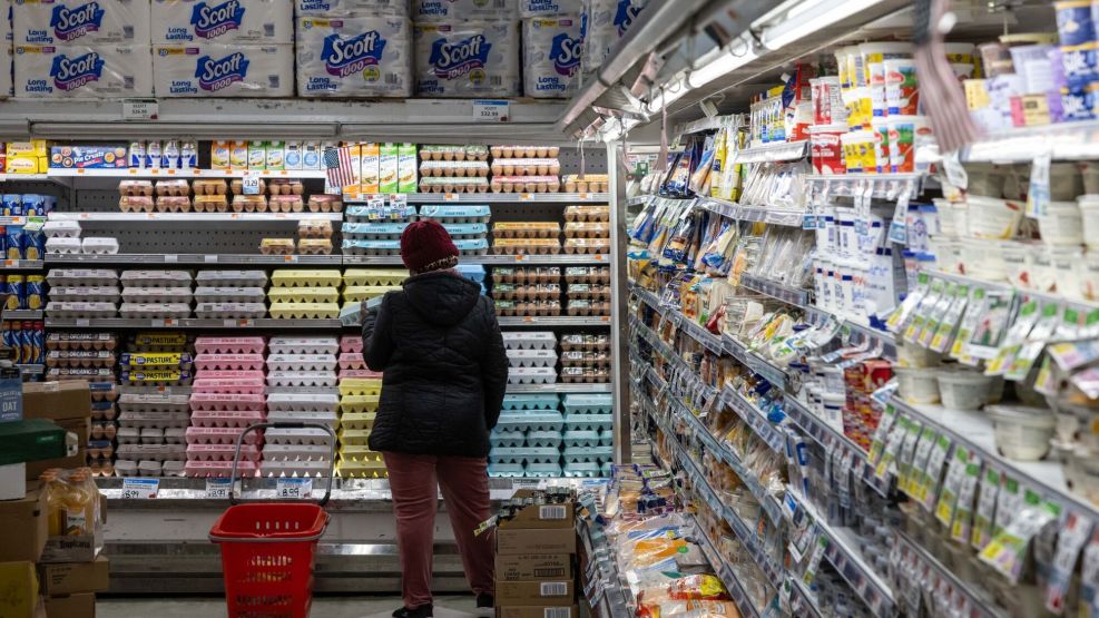 A shopper at a grocery store in New York