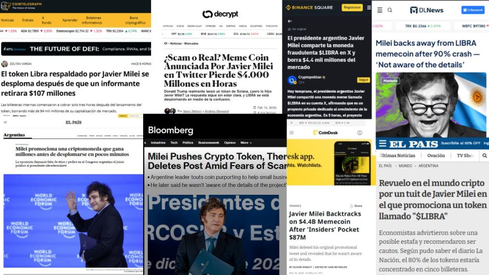 Los medios del mundo sobre el escándalo cripto de Milei