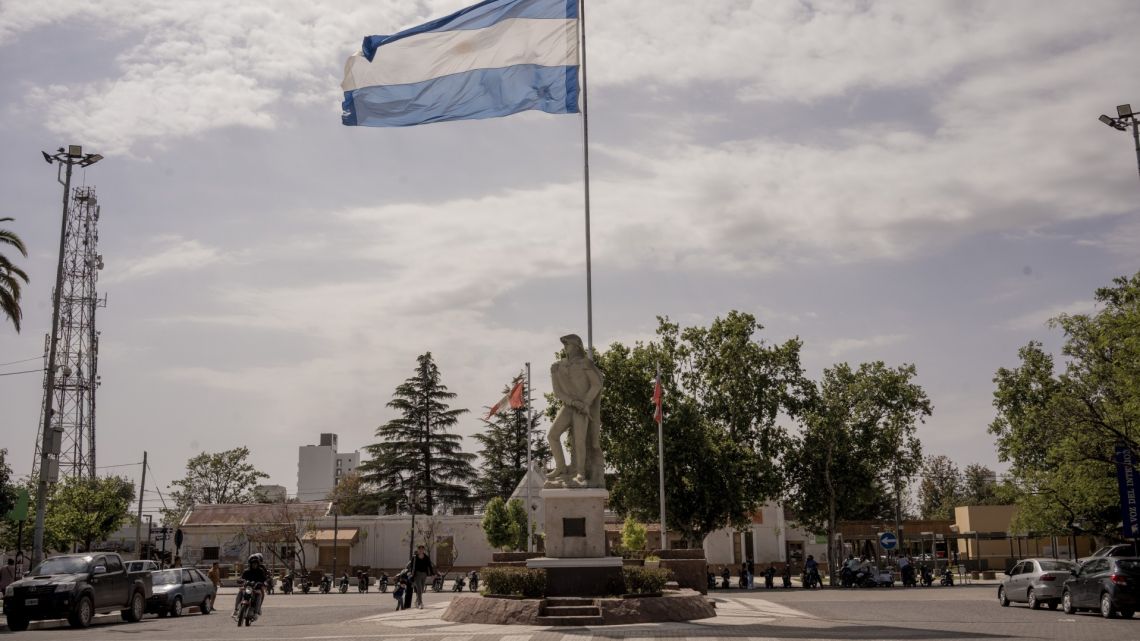 Argentina's national flag, pictured in Jesús María, Córdoba Province.