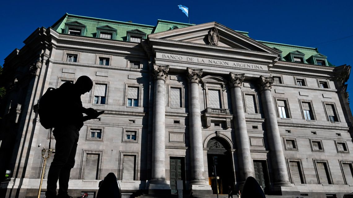 View of the headquarters of the Banco de la Nación Argentina in Buenos Aires, taken on February 20, 2025. 