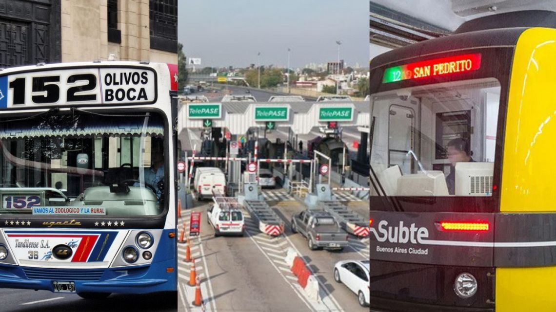 Aumento los colectivos, peajes y subtes: cuáles son las nuevas tarifas ...