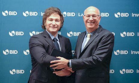 El Presidente Javier Milei y el presidente del BID Ilan Golfajn