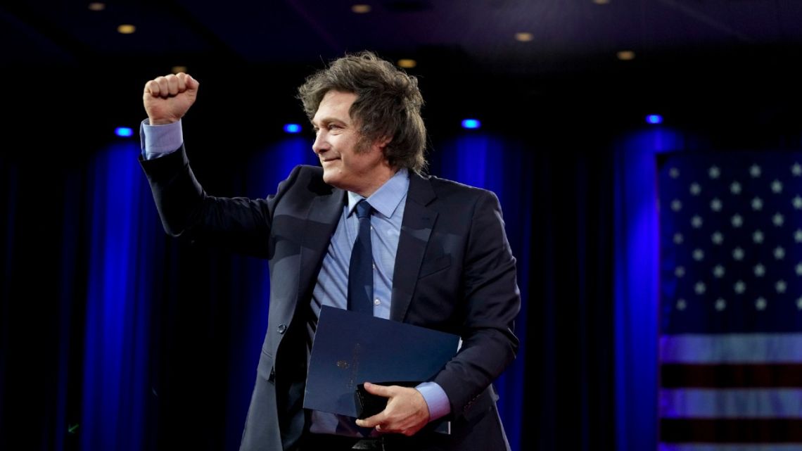 Javier Milei during the Conservative Political Action Conference (CPAC) in National Harbor, Maryland, on February 22.