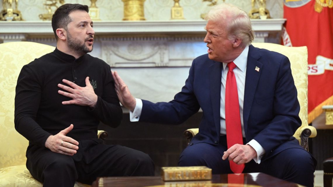 US President Donald Trump and Ukraine's President Volodymyr Zelenskyy meet in the Oval Office of the White House in Washington, DC, February 28, 2025. Zelensky on February 28 told Trump there should be "no compromises" with Russian President Vladimir Putin as the parties negotiate to end the war after Moscow's invasion. 