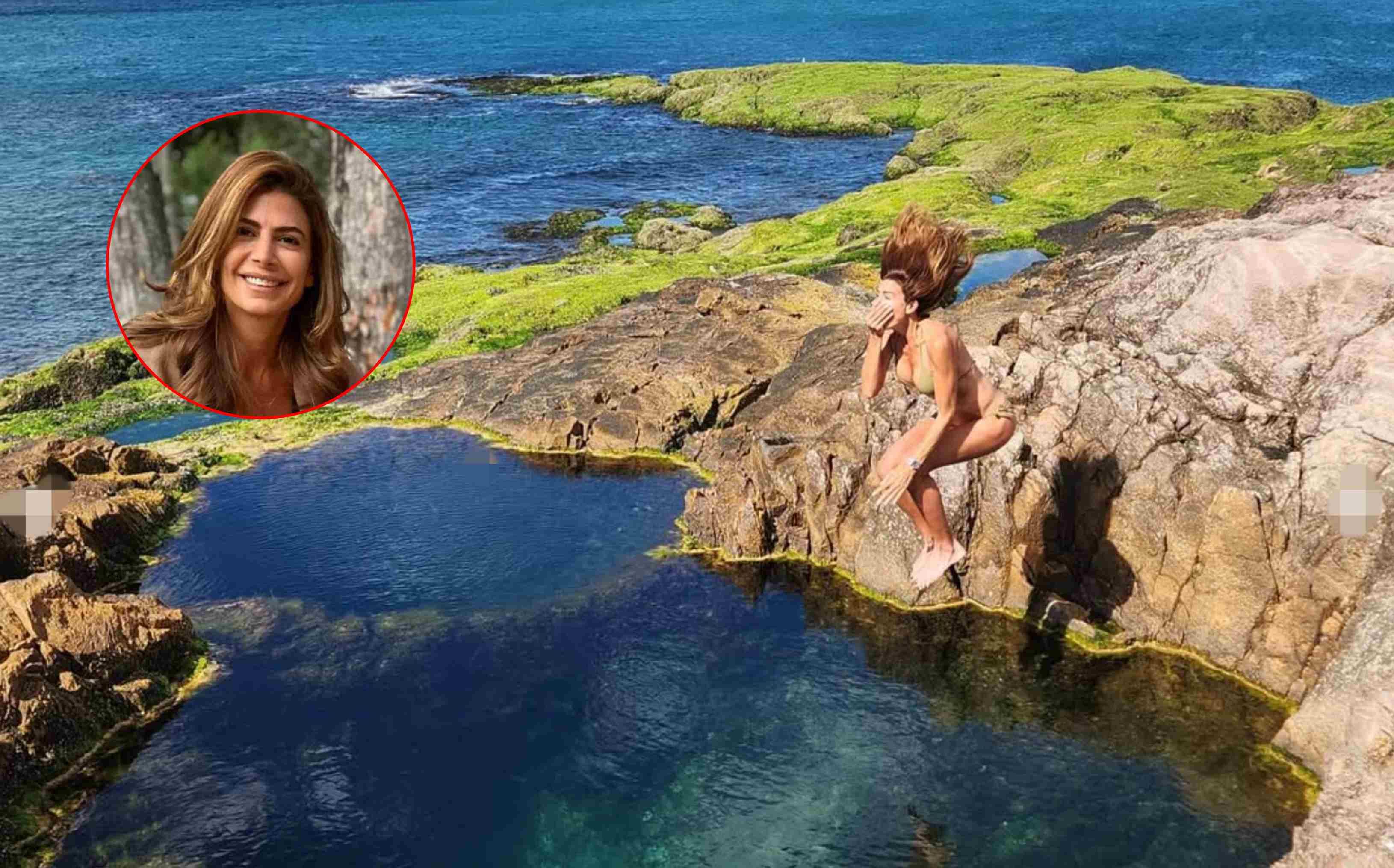 Julia Awada en Bahía Bustamante, un pueblito patagónico y costero de Chubut.