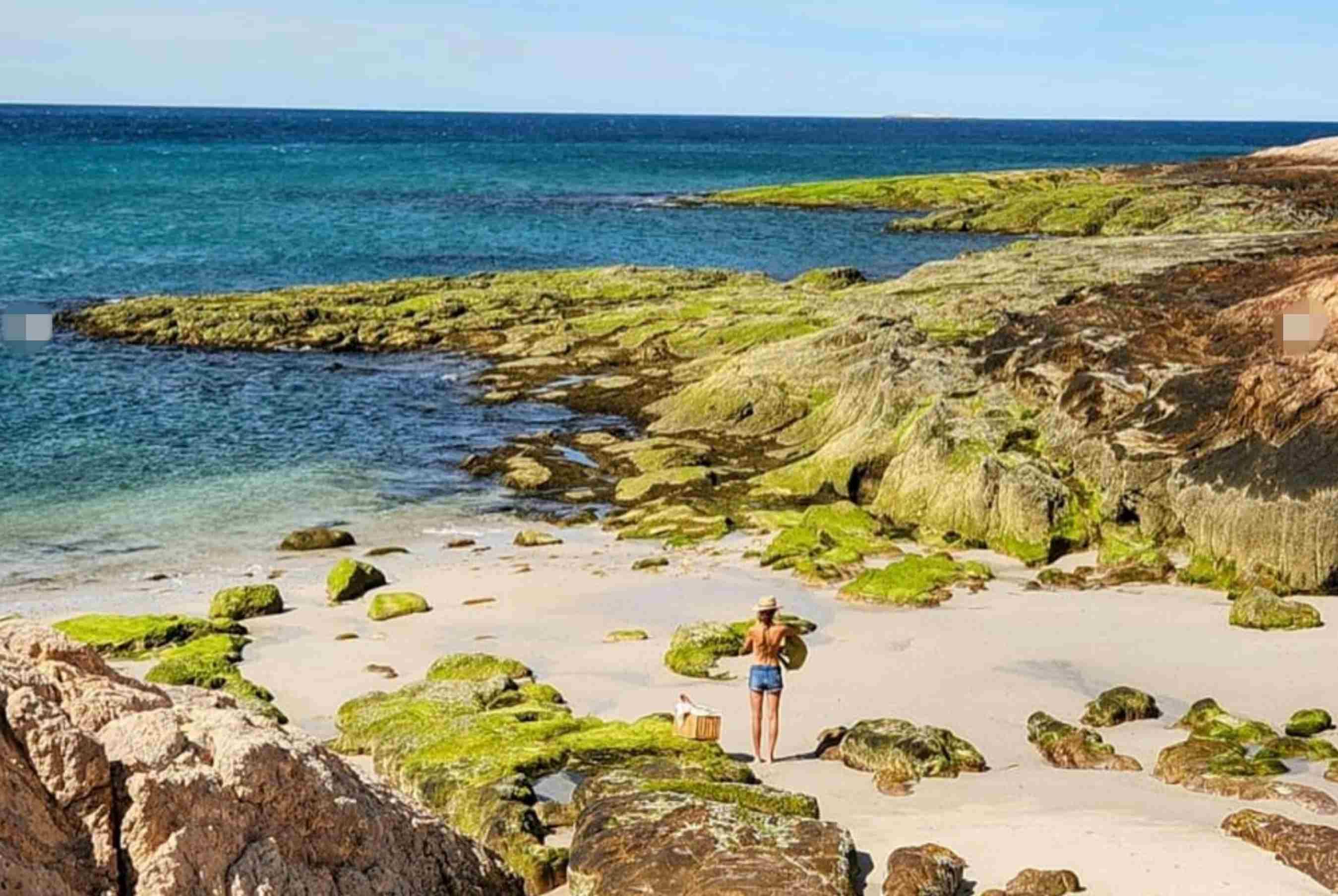 Julia Awada en Bahía Bustamante, un pueblito patagónico y costero de Chubut.